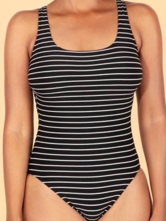 Lands' End Other - NWT Lands' End Striped Full
Coverage Tie Back 1 Piece Swimsuit -Black/White XL